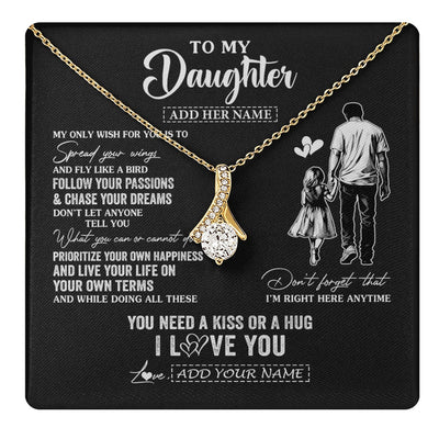Alluring Beauty Necklace 18K Yellow Gold Finish | 1 | Personalized To My Daughter Gifts Necklace From Dad Father My Only Wish For You Daughter Birthday Gifts Graduation Christmas Customized Gift Box Message Card | teecentury.myshopify