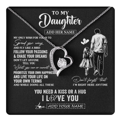 Forever Love Necklace 14K White Gold Finish | 1 | Personalized To My Daughter Gifts Necklace From Dad Father My Only Wish For You Daughter Birthday Gifts Graduation Christmas Customized Gift Box Message Card | teecentury.myshopify