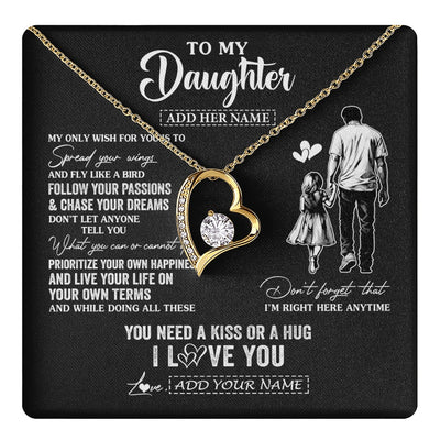 Forever Love Necklace 18K Yellow Gold Finish | 1 | Personalized To My Daughter Gifts Necklace From Dad Father My Only Wish For You Daughter Birthday Gifts Graduation Christmas Customized Gift Box Message Card | teecentury.myshopify