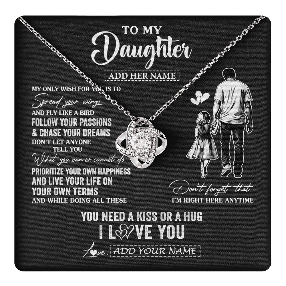 Love Knot Necklace 14K White Gold Finish | 1 | Personalized To My Daughter Gifts Necklace From Dad Father My Only Wish For You Daughter Birthday Gifts Graduation Christmas Customized Gift Box Message Card | teecentury.myshopify