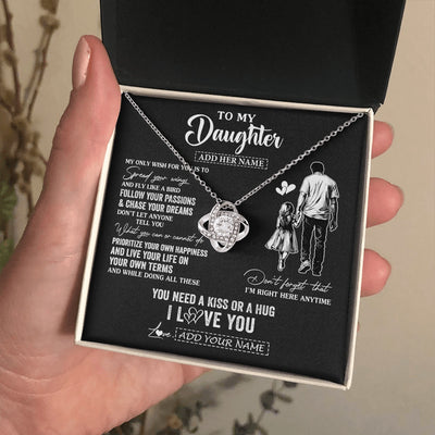 Love Knot Necklace 14K White Gold Finish | 2 | Personalized To My Daughter Gifts Necklace From Dad Father My Only Wish For You Daughter Birthday Gifts Graduation Christmas Customized Gift Box Message Card | teecentury.myshopify