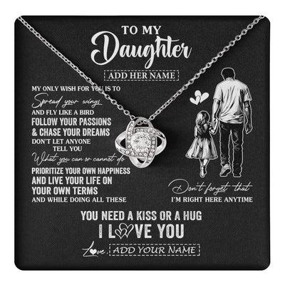 Love Knot Necklace 14K White Gold Finish | 1 | Personalized To My Daughter Gifts Necklace From Dad Father My Only Wish For You Daughter Birthday Gifts Graduation Christmas Customized Gift Box Message Card | teecentury.myshopify