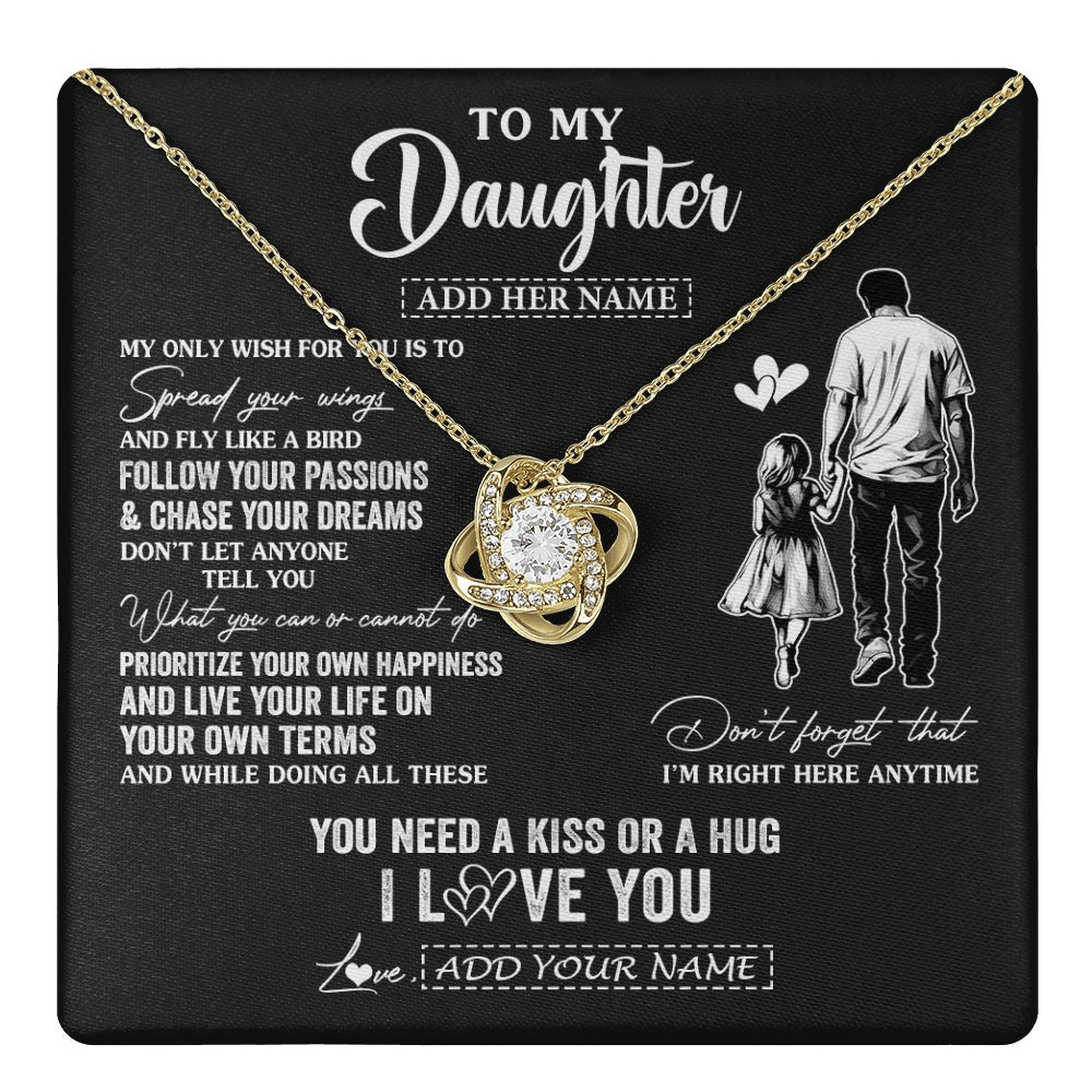 Love Knot Necklace 18K Yellow Gold Finish | 1 | Personalized To My Daughter Gifts Necklace From Dad Father My Only Wish For You Daughter Birthday Gifts Graduation Christmas Customized Gift Box Message Card | teecentury.myshopify