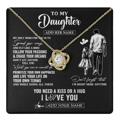 Love Knot Necklace 18K Yellow Gold Finish | 1 | Personalized To My Daughter Gifts Necklace From Dad Father My Only Wish For You Daughter Birthday Gifts Graduation Christmas Customized Gift Box Message Card | teecentury.myshopify