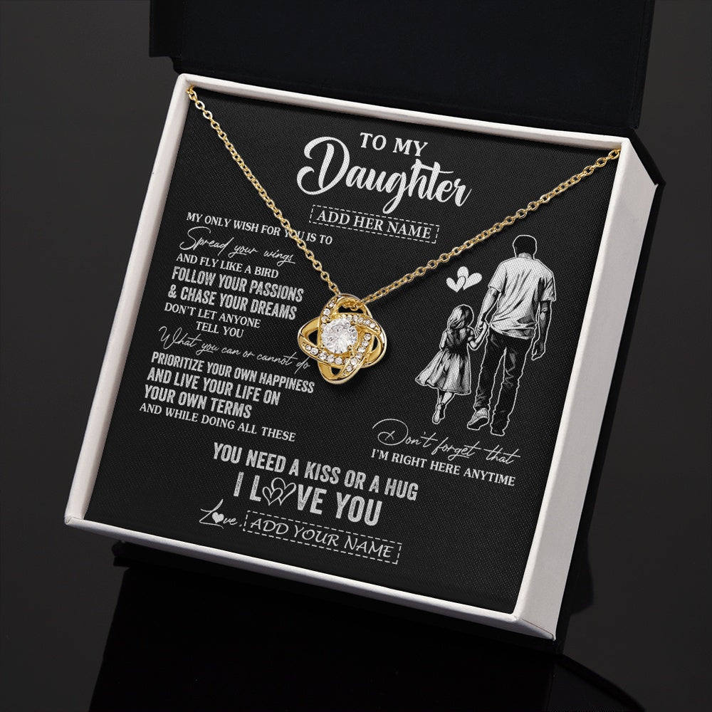 Love Knot Necklace 18K Yellow Gold Finish | 2 | Personalized To My Daughter Gifts Necklace From Dad Father My Only Wish For You Daughter Birthday Gifts Graduation Christmas Customized Gift Box Message Card | teecentury.myshopify