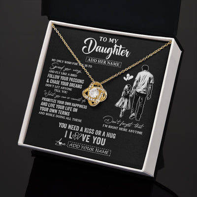 Love Knot Necklace 18K Yellow Gold Finish | 2 | Personalized To My Daughter Gifts Necklace From Dad Father My Only Wish For You Daughter Birthday Gifts Graduation Christmas Customized Gift Box Message Card | teecentury.myshopify
