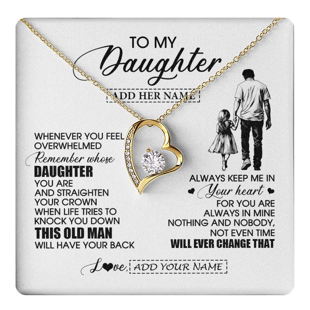 Forever Love Necklace 18K Yellow Gold Finish | 1 | Personalized To My Daughter Gifts Necklace From Dad Father Whenever Man Unique Birthday Gifts For Daughter Graduation Christmas Custom Gift Box Message Card | teecentury.myshopify