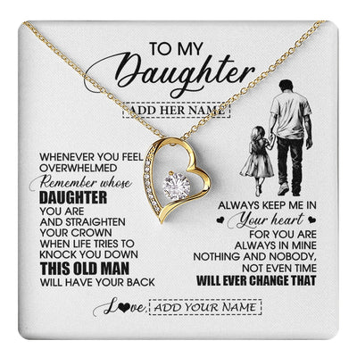 Forever Love Necklace 18K Yellow Gold Finish | 1 | Personalized To My Daughter Gifts Necklace From Dad Father Whenever Man Unique Birthday Gifts For Daughter Graduation Christmas Custom Gift Box Message Card | teecentury.myshopify