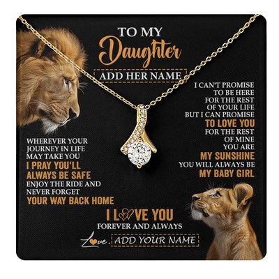 Alluring Beauty Necklace 18K Yellow Gold Finish | 1 | Personalized To My Daughter Gifts Necklace From Dad Father Wherever Your Journey In Life Lion Daughter Birthday Gifts Christmas Custom Gift Box Message Card | https://teecentury.