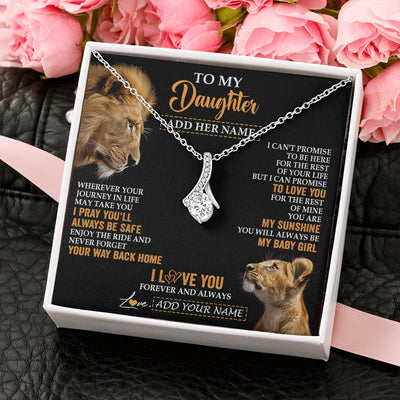 Alluring Beauty Necklace 14K White Gold Finish | 2 | Personalized To My Daughter Gifts Necklace From Dad Father Wherever Your Journey In Life Lion Daughter Birthday Gifts Christmas Custom Gift Box Message Card | https://teecentury.