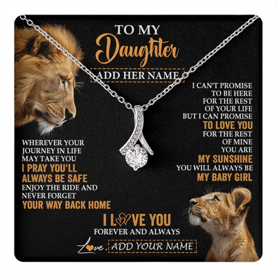 Alluring Beauty Necklace 14K White Gold Finish | 1 | Personalized To My Daughter Gifts Necklace From Dad Father Wherever Your Journey In Life Lion Daughter Birthday Gifts Christmas Custom Gift Box Message Card | https://teecentury.
