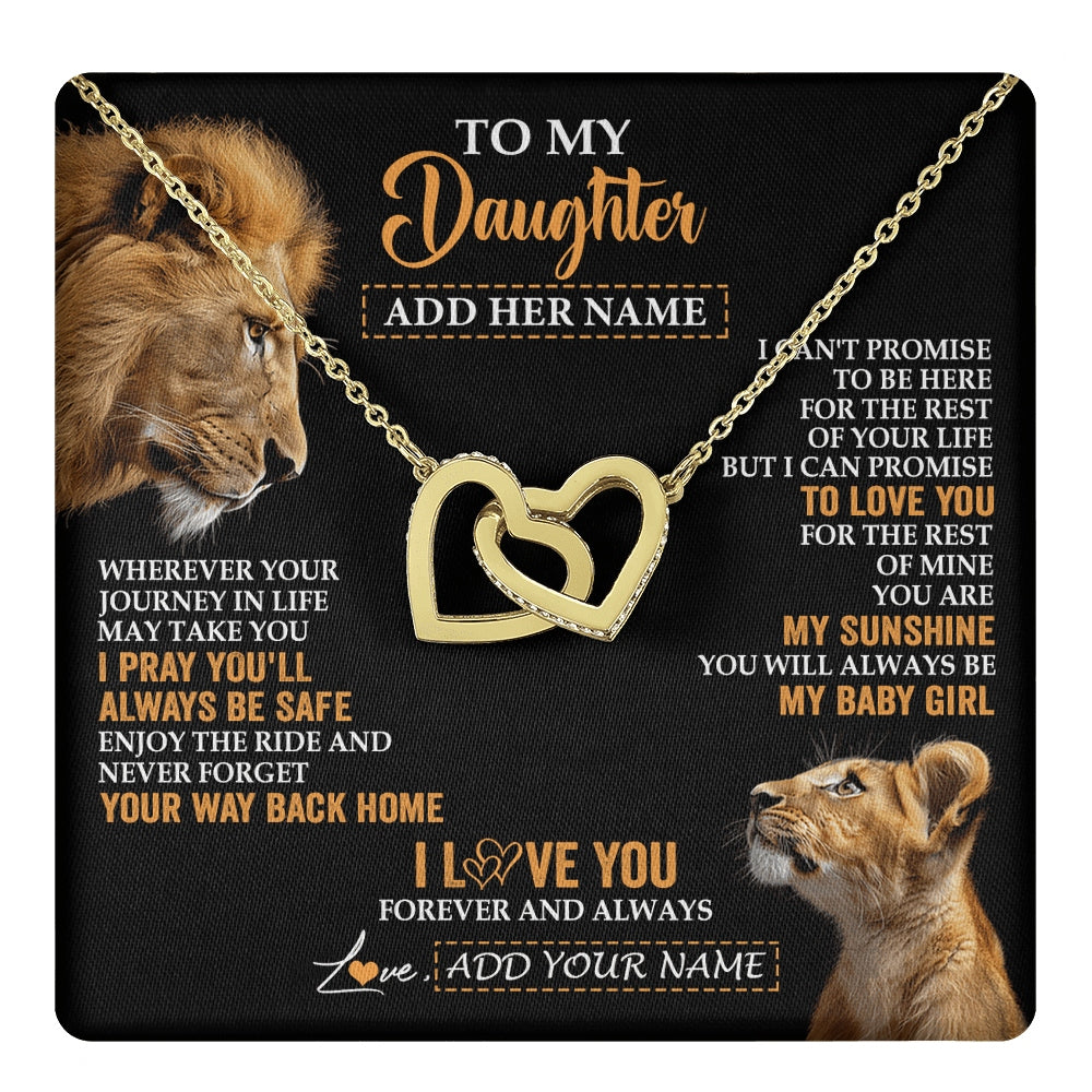 Interlocking Hearts Necklace 18K Yellow Gold Finish | 1 | Personalized To My Daughter Gifts Necklace From Dad Father Wherever Your Journey In Life Lion Daughter Birthday Gifts Christmas Custom Gift Box Message Card | https://teecentury.