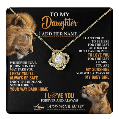 Love Knot Necklace 18K Yellow Gold Finish | 1 | Personalized To My Daughter Gifts Necklace From Dad Father Wherever Your Journey In Life Lion Daughter Birthday Gifts Christmas Custom Gift Box Message Card | https://teecentury.