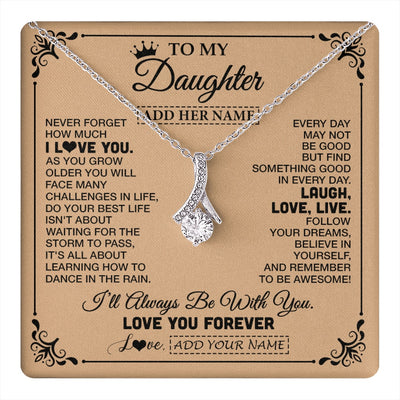 Alluring Beauty Necklace 14K White Gold Finish | 1 | Personalized To My Daughter Gifts Necklace From Dad Mom Never Forget How Much I Love You Daughter Birthday Gifts Christmas Customized Gift Box Message Card | https://teecentury.