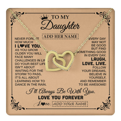 Interlocking Hearts Necklace 18K Yellow Gold Finish | 1 | Personalized To My Daughter Gifts Necklace From Dad Mom Never Forget How Much I Love You Daughter Birthday Gifts Christmas Customized Gift Box Message Card | https://teecentury.
