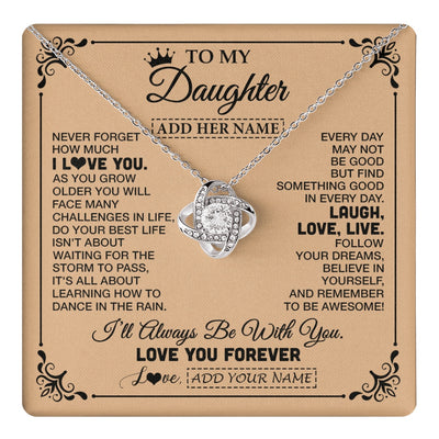 Love Knot Necklace 14K White Gold Finish | 1 | Personalized To My Daughter Gifts Necklace From Dad Mom Never Forget How Much I Love You Daughter Birthday Gifts Christmas Customized Gift Box Message Card | https://teecentury.