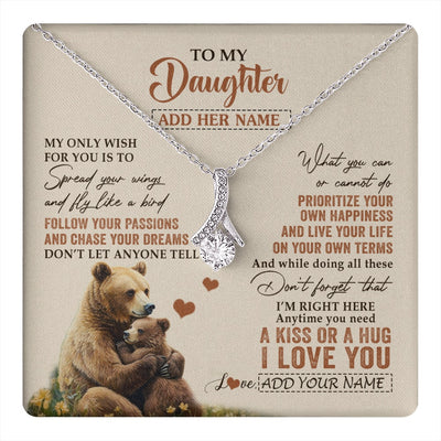 Alluring Beauty Necklace 14K White Gold Finish | 1 | Personalized To My Daughter Gifts Necklace From Mom Dad Bear My Only Wish For You Daughter Birthday Gifts Graduation Christmas Custom Gift Box Message Card | teecentury.myshopify
