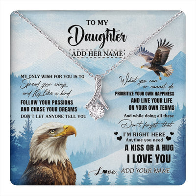 Alluring Beauty Necklace 14K White Gold Finish | 1 | Personalized To My Daughter Gifts Necklace From Mom Dad Eagle My Only Wish For You Daughter Birthday Gifts Graduation Christmas Custom Gift Box Message Card | teecentury.myshopify