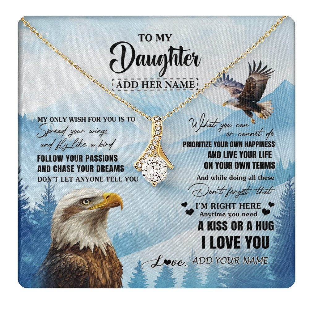 Alluring Beauty Necklace 18K Yellow Gold Finish | 1 | Personalized To My Daughter Gifts Necklace From Mom Dad Eagle My Only Wish For You Daughter Birthday Gifts Graduation Christmas Custom Gift Box Message Card | teecentury.myshopify