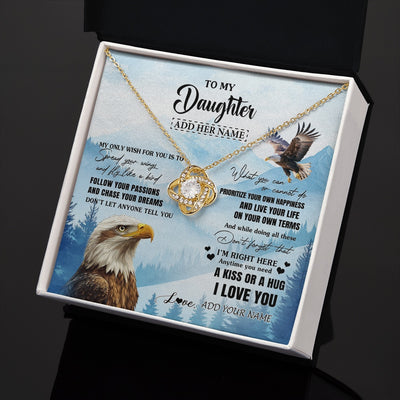 Love Knot Necklace 18K Yellow Gold Finish | 2 | Personalized To My Daughter Gifts Necklace From Mom Dad Eagle My Only Wish For You Daughter Birthday Gifts Graduation Christmas Custom Gift Box Message Card | teecentury.myshopify