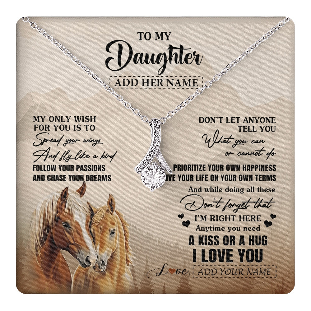 Alluring Beauty Necklace 14K White Gold Finish | 1 | Personalized To My Daughter Gifts Necklace From Mom Dad Horse My Only Wish For You Daughter Birthday Gifts Graduation Christmas Custom Gift Box Message Card | https://teecentury.