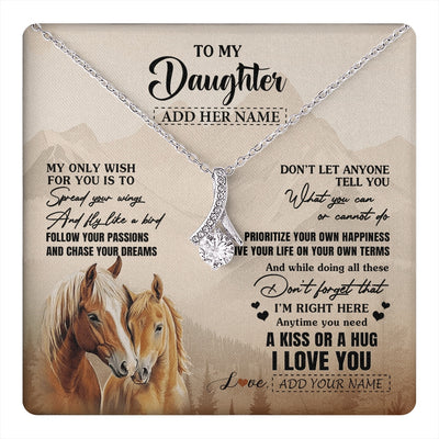 Alluring Beauty Necklace 14K White Gold Finish | 1 | Personalized To My Daughter Gifts Necklace From Mom Dad Horse My Only Wish For You Daughter Birthday Gifts Graduation Christmas Custom Gift Box Message Card | https://teecentury.