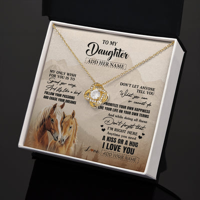 Love Knot Necklace 18K Yellow Gold Finish | 2 | Personalized To My Daughter Gifts Necklace From Mom Dad Horse My Only Wish For You Daughter Birthday Gifts Graduation Christmas Custom Gift Box Message Card | https://teecentury.