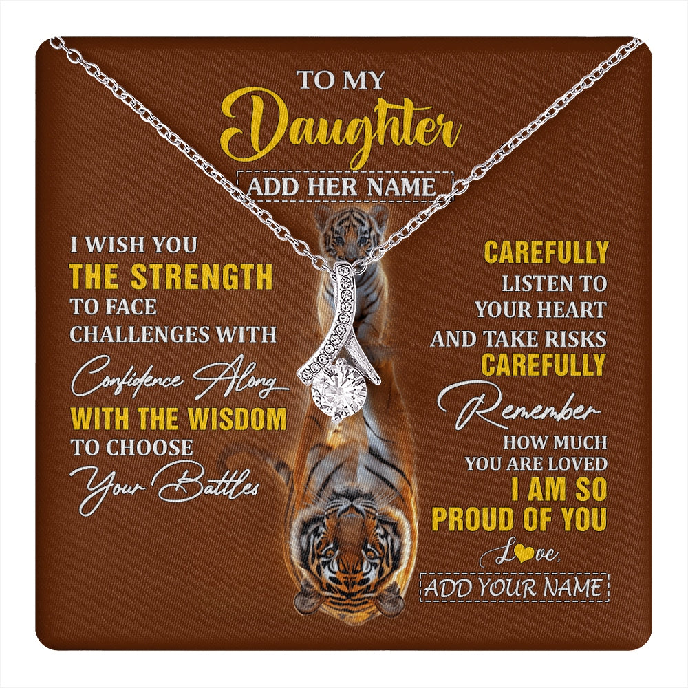 Alluring Beauty Necklace 14K White Gold Finish | 1 | Personalized To My Daughter Gifts Necklace From Mom Dad I Wish You The Strength Tiger Daughter Birthday Gifts Christmas Graduation Custom Gift Box Message Card | https://teecentury.