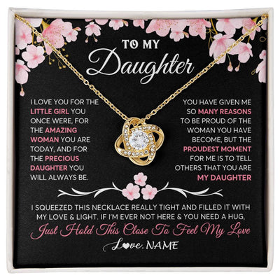 Love Knot Necklace 18K Yellow Gold Finish | 1 | Personalized To My Daughter Gifts Necklace From Mom Dad Mother Father Love Precious Daughter Birthday Graduation Christmas Customized Gift Box Message Card | teecentury