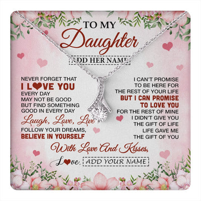 Alluring Beauty Necklace 14K White Gold Finish | 1 | Personalized To My Daughter Gifts Necklace From Mom Dad Mother Floral I Love You Birthday Gifts For Daughter Graduation Christmas Customized Gift Box Message Card | https://teecentury.