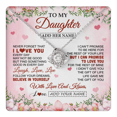 Love Knot Necklace 14K White Gold Finish | 1 | Personalized To My Daughter Gifts Necklace From Mom Dad Mother Floral I Love You Birthday Gifts For Daughter Graduation Christmas Customized Gift Box Message Card | https://teecentury.