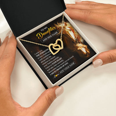 Interlocking Hearts Necklace 18K Yellow Gold Finish | 2 | Personalized To My Daughter Gifts Necklace From Mom Dad Mother I Wish You The Strength Horse Daughter Birthday Gifts Christmas Graduation Gift Box Message Card | https://teecentury.