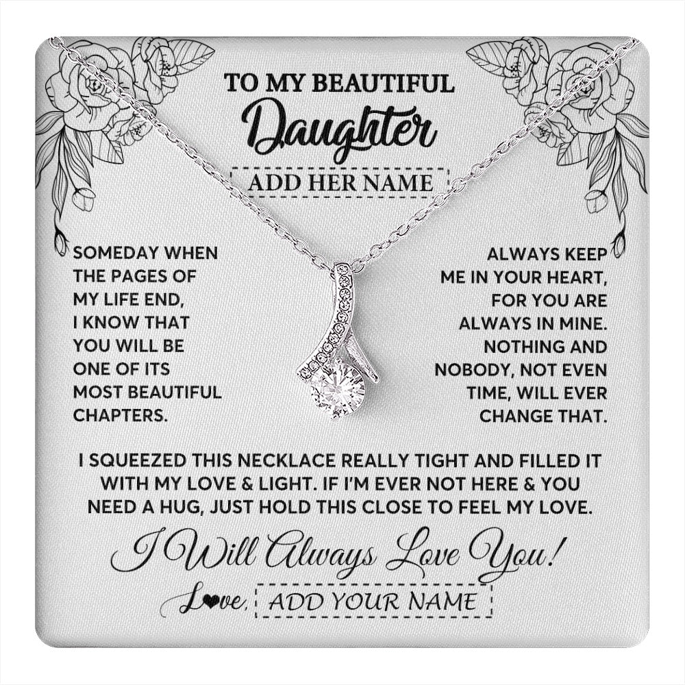 Alluring Beauty Necklace 14K White Gold Finish | 1 | Personalized To My Daughter Gifts Necklace From Mom Dad Someday When The Pages Birthday For Daughter Christmas Graduation Custom Jewelry Gift Box Message Card | https://teecentury.