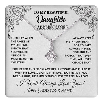 Alluring Beauty Necklace 14K White Gold Finish | 1 | Personalized To My Daughter Gifts Necklace From Mom Dad Someday When The Pages Birthday For Daughter Christmas Graduation Custom Jewelry Gift Box Message Card | https://teecentury.