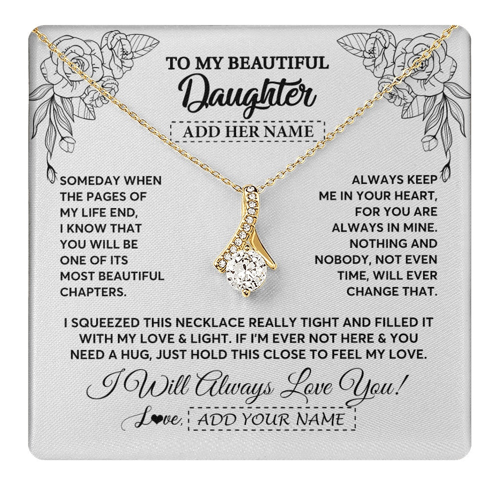 Alluring Beauty Necklace 18K Yellow Gold Finish | 1 | Personalized To My Daughter Gifts Necklace From Mom Dad Someday When The Pages Birthday For Daughter Christmas Graduation Custom Jewelry Gift Box Message Card | https://teecentury.