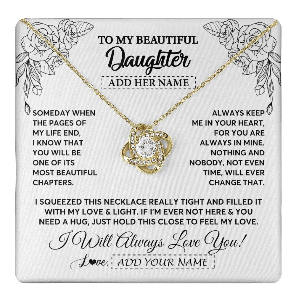 Love Knot Necklace 18K Yellow Gold Finish | 1 | Personalized To My Daughter Gifts Necklace From Mom Dad Someday When The Pages Birthday For Daughter Christmas Graduation Custom Jewelry Gift Box Message Card | https://teecentury.