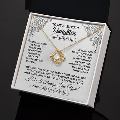 Love Knot Necklace 18K Yellow Gold Finish | 2 | Personalized To My Daughter Gifts Necklace From Mom Dad Someday When The Pages Birthday For Daughter Christmas Graduation Custom Jewelry Gift Box Message Card | https://teecentury.