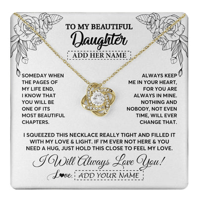 Love Knot Necklace 18K Yellow Gold Finish | 1 | Personalized To My Daughter Gifts Necklace From Mom Dad Someday When The Pages Birthday For Daughter Christmas Graduation Custom Jewelry Gift Box Message Card | https://teecentury.