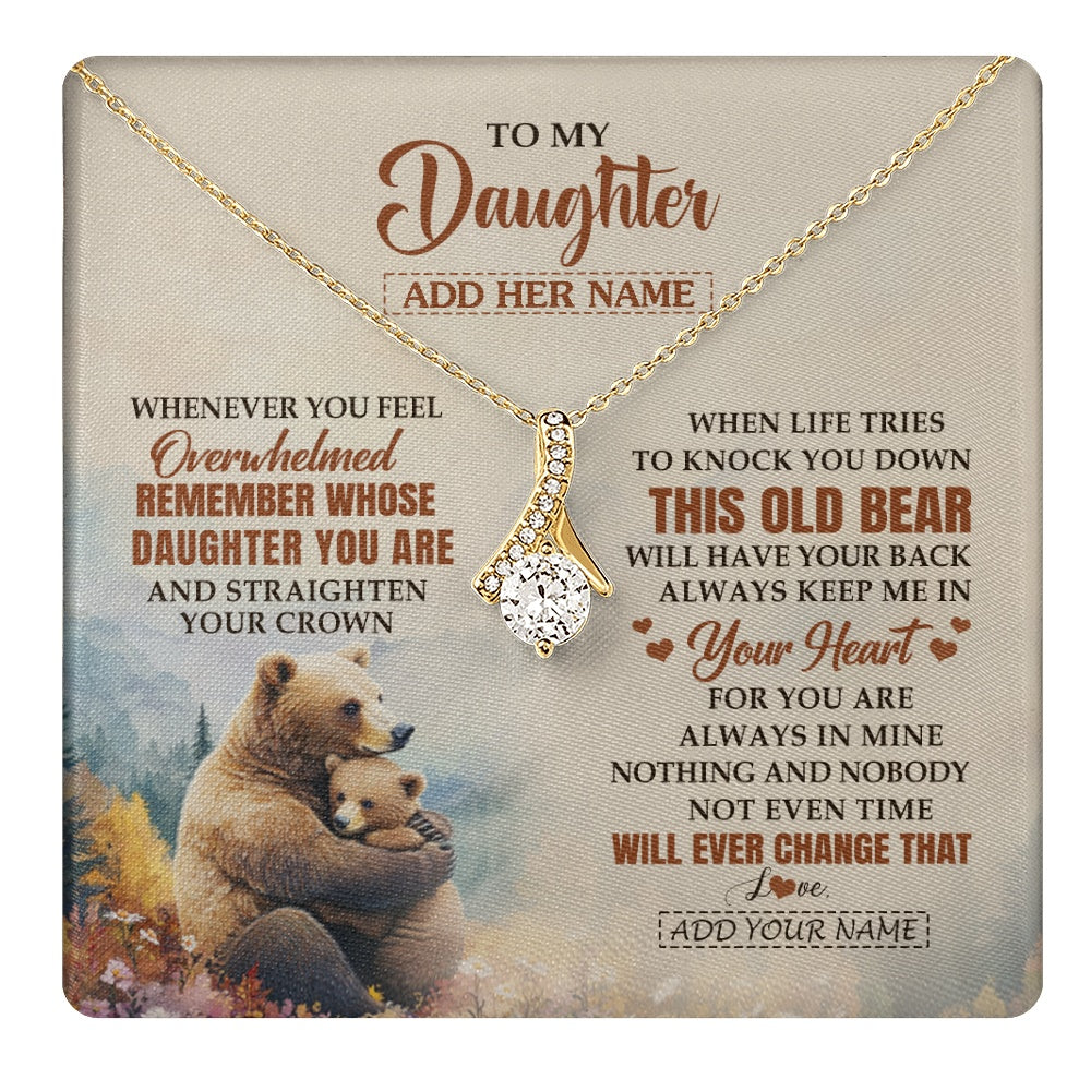 Alluring Beauty Necklace 18K Yellow Gold Finish | 1 | Personalized To My Daughter Gifts Necklace From Mom Dad Whenever Bear Unique Birthday Gifts For Daughter Graduation Christmas Customized Gift Box Message Card | teecentury.myshopify