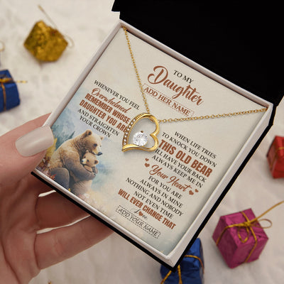 Forever Love Necklace 18K Yellow Gold Finish | 2 | Personalized To My Daughter Gifts Necklace From Mom Dad Whenever Bear Unique Birthday Gifts For Daughter Graduation Christmas Customized Gift Box Message Card | teecentury.myshopify