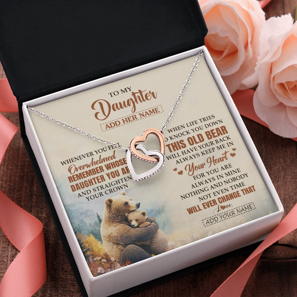 Interlocking Hearts Necklace Stainless Steel & Rose Gold Finish | 2 | Personalized To My Daughter Gifts Necklace From Mom Dad Whenever Bear Unique Birthday Gifts For Daughter Graduation Christmas Customized Gift Box Message Card | teecentury.myshopify