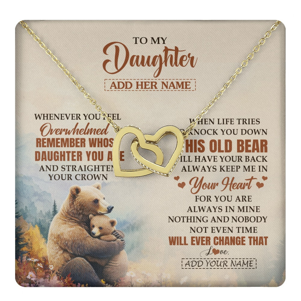 Interlocking Hearts Necklace 18K Yellow Gold Finish | 1 | Personalized To My Daughter Gifts Necklace From Mom Dad Whenever Bear Unique Birthday Gifts For Daughter Graduation Christmas Customized Gift Box Message Card | teecentury.myshopify