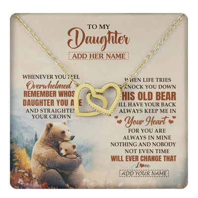 Interlocking Hearts Necklace 18K Yellow Gold Finish | 1 | Personalized To My Daughter Gifts Necklace From Mom Dad Whenever Bear Unique Birthday Gifts For Daughter Graduation Christmas Customized Gift Box Message Card | teecentury.myshopify