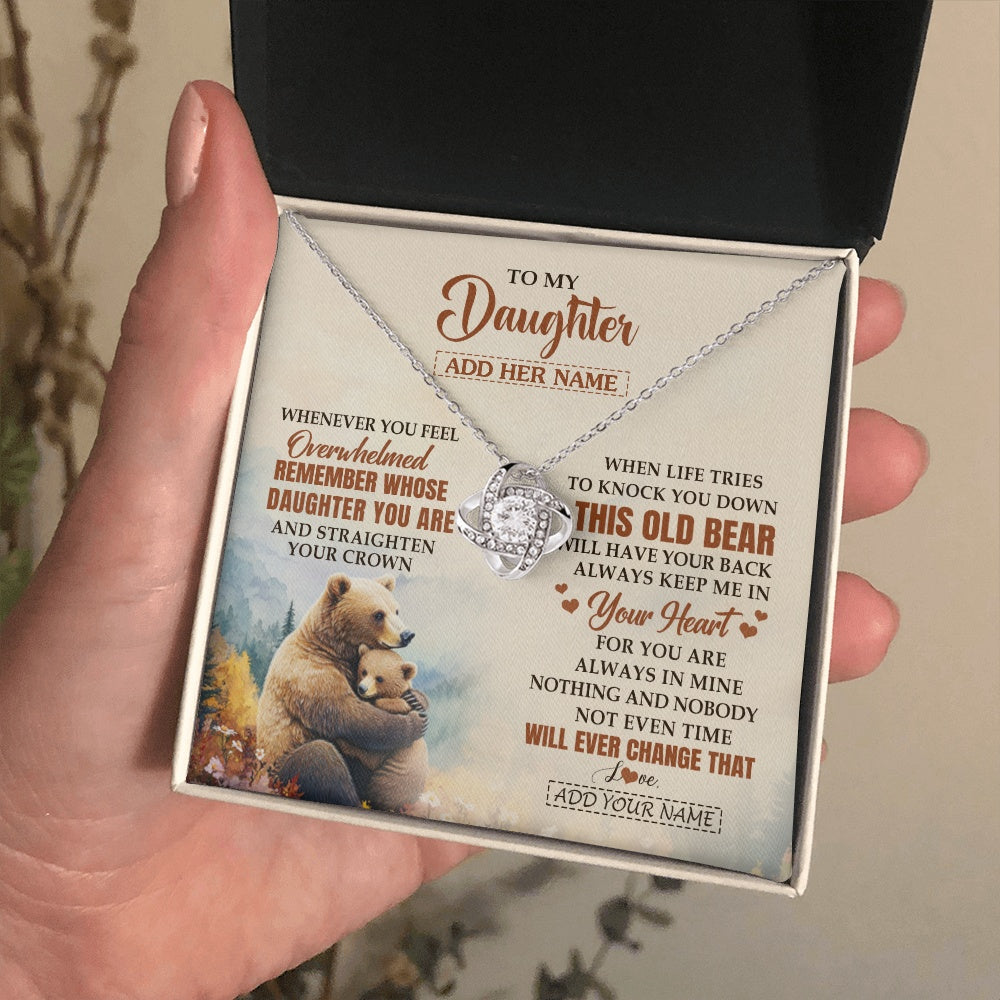 Love Knot Necklace 14K White Gold Finish | 2 | Personalized To My Daughter Gifts Necklace From Mom Dad Whenever Bear Unique Birthday Gifts For Daughter Graduation Christmas Customized Gift Box Message Card | teecentury.myshopify