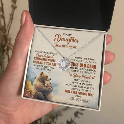 Love Knot Necklace 14K White Gold Finish | 2 | Personalized To My Daughter Gifts Necklace From Mom Dad Whenever Bear Unique Birthday Gifts For Daughter Graduation Christmas Customized Gift Box Message Card | teecentury.myshopify