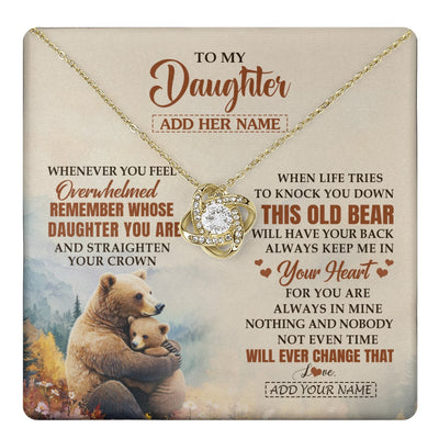 Love Knot Necklace 18K Yellow Gold Finish | 1 | Personalized To My Daughter Gifts Necklace From Mom Dad Whenever Bear Unique Birthday Gifts For Daughter Graduation Christmas Customized Gift Box Message Card | teecentury.myshopify