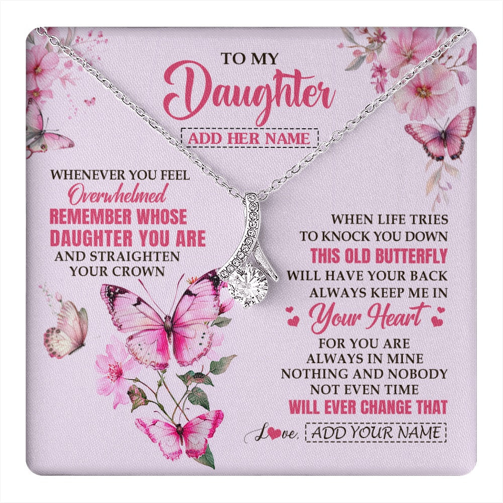 Alluring Beauty Necklace 14K White Gold Finish | 1 | Personalized To My Daughter Gifts Necklace From Mom Dad Whenever Butterfly Unique Birthday Gifts Daughter Graduation Christmas Custom Gift Box Message Card | teecentury.myshopify