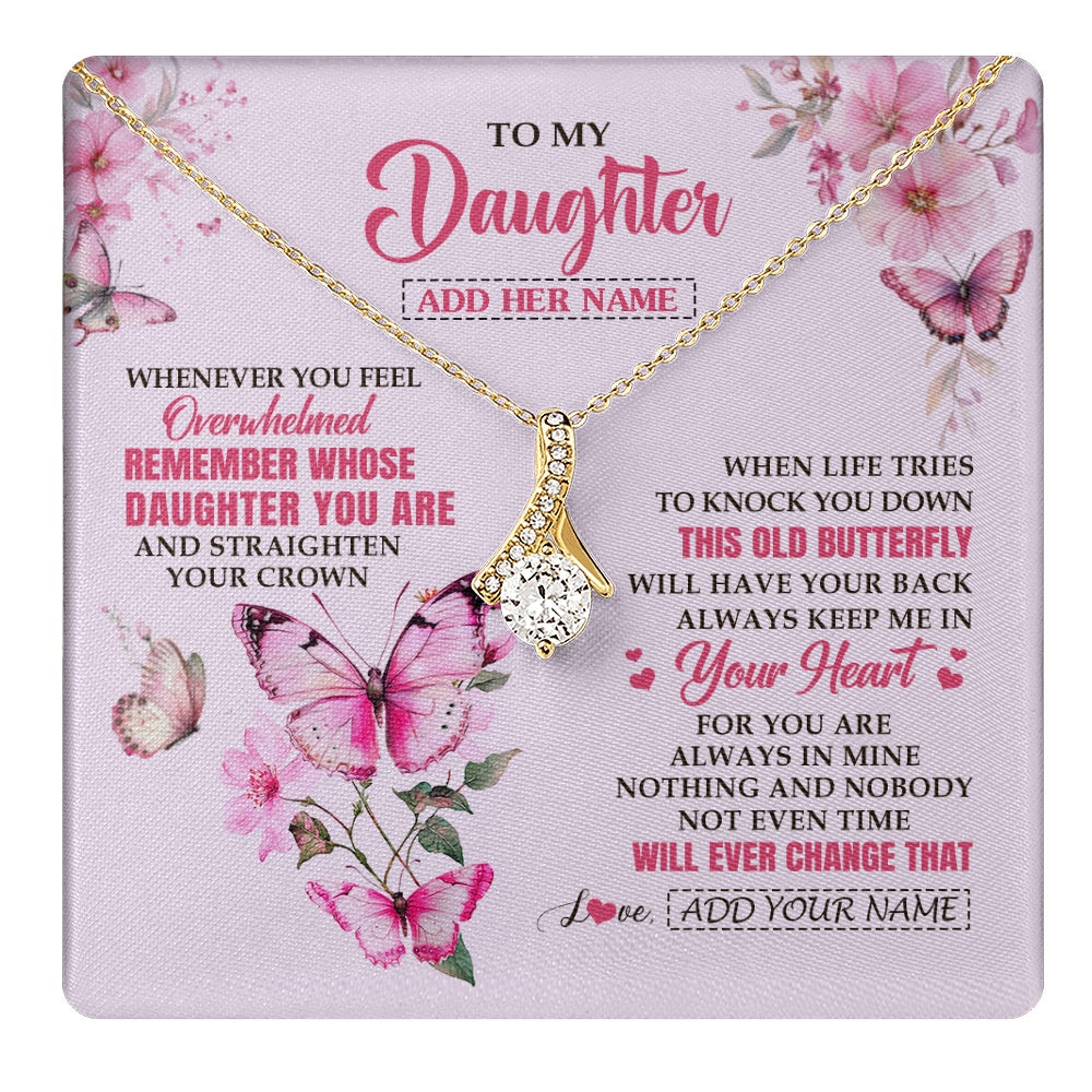 Alluring Beauty Necklace 18K Yellow Gold Finish | 1 | Personalized To My Daughter Gifts Necklace From Mom Dad Whenever Butterfly Unique Birthday Gifts Daughter Graduation Christmas Custom Gift Box Message Card | teecentury.myshopify
