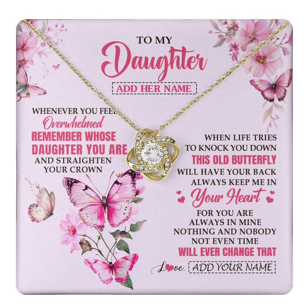 Love Knot Necklace 18K Yellow Gold Finish | 1 | Personalized To My Daughter Gifts Necklace From Mom Dad Whenever Butterfly Unique Birthday Gifts Daughter Graduation Christmas Custom Gift Box Message Card | teecentury.myshopify