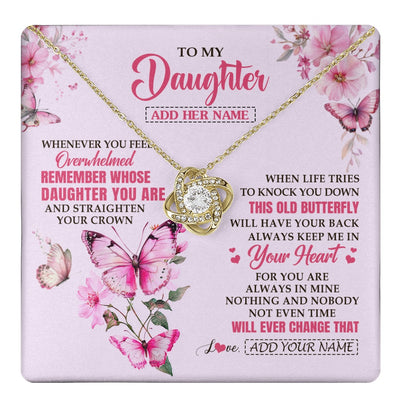 Love Knot Necklace 18K Yellow Gold Finish | 1 | Personalized To My Daughter Gifts Necklace From Mom Dad Whenever Butterfly Unique Birthday Gifts Daughter Graduation Christmas Custom Gift Box Message Card | teecentury.myshopify